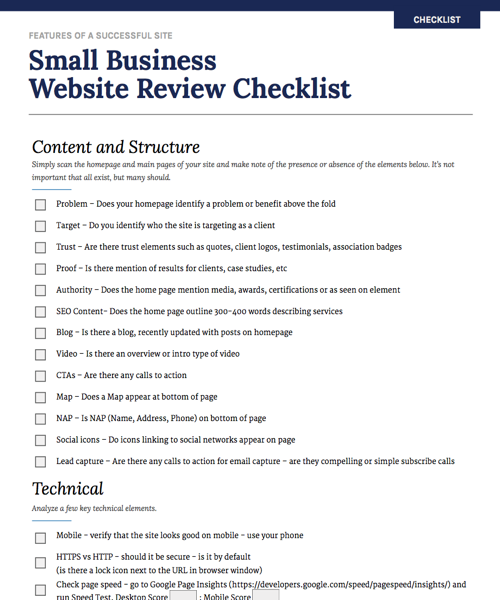 small business website review checklist